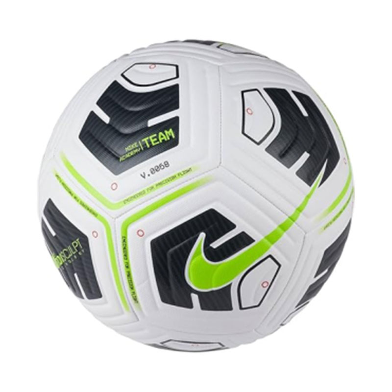 Nike Unisex's NK Academy - Team Recreational Soccer Ball, White/Black/(Volt), 5