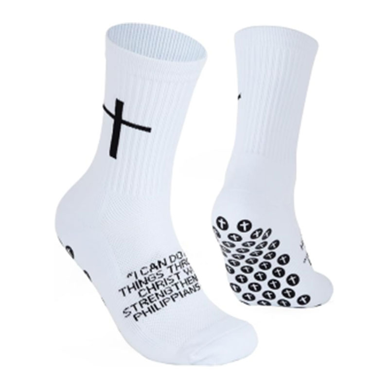 Cross Grip Soccer Socks - Anti-Slip Grips Sports Sock with Bible for US 6-13