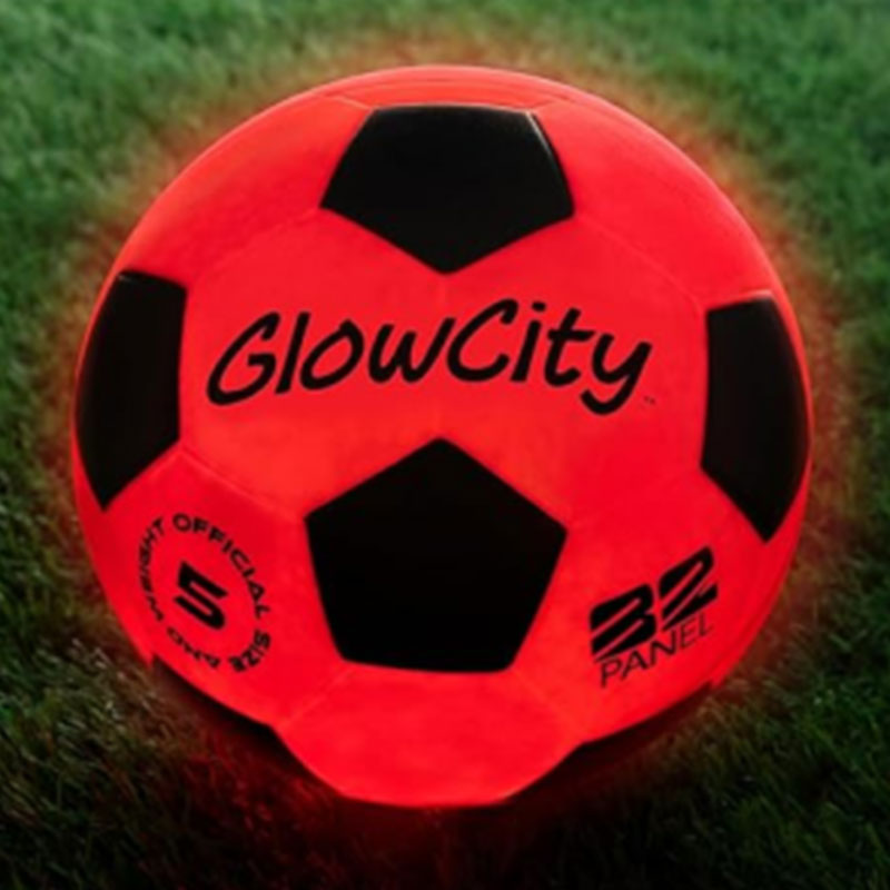GlowCity Glow in The Dark Soccer Ball | Light Up Indoor/Outdoor Soccer Ball with 2 LED Lights | Pre-Installed Batteries | Fun Gift for Teens